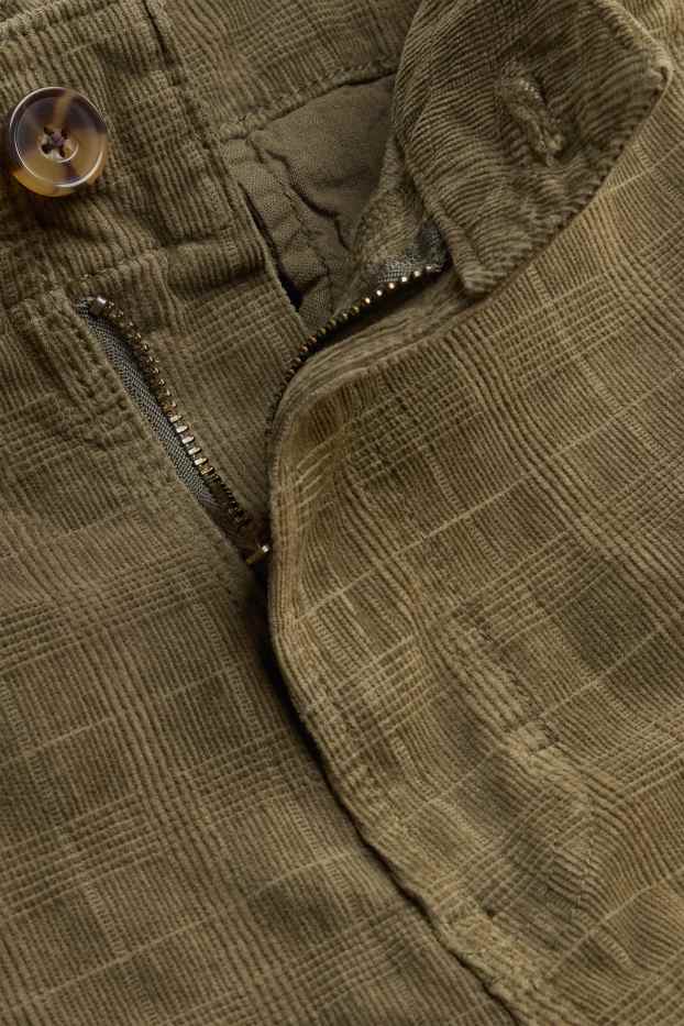 Men - Corduroy cargo trousers - tapered fit - textured - dark green