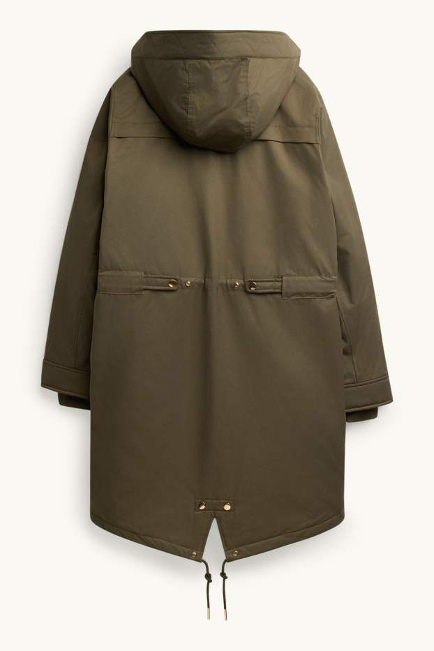 Femmes - Parka à capuche - rembourrée - vert foncé