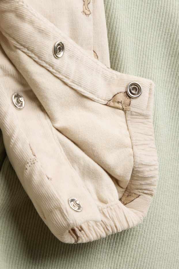 Baby Jungen - Bärchen - Erstlingsoutfit- 2 teilig - beige / grün