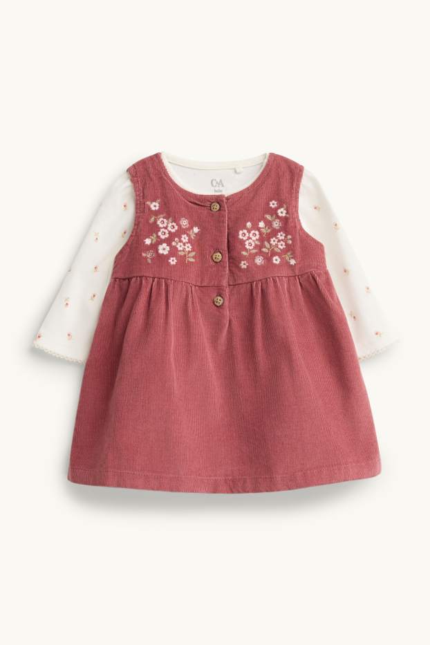 Bébés filles - Petites fleurs - tenue nouveau-né - 2 pièces - rouille