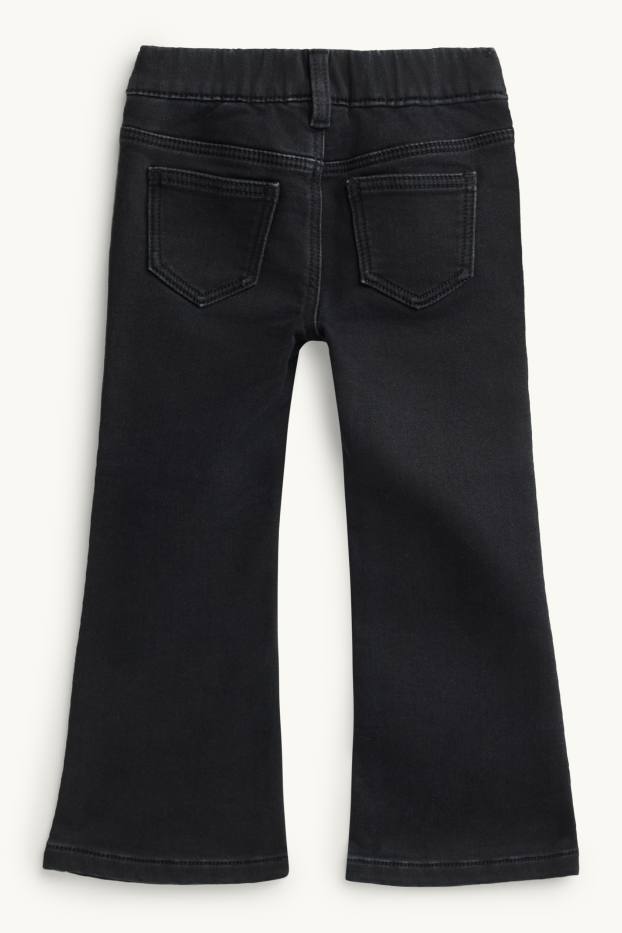 Děti - dívky - Hvězdy - flared jeans - termo džíny - černá