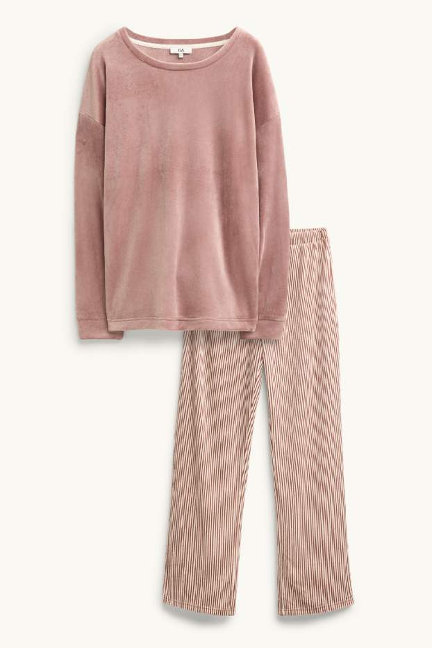 Dames - Fleece pyjama - bruin / beige