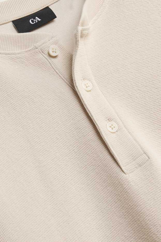 Bărbați - Tricou cu mânecă lungă - regular fit - structurat - crem