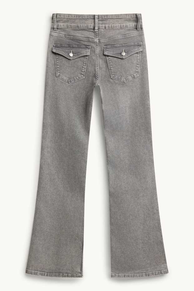Femei - Flared jeans - talie medie - denim-gri