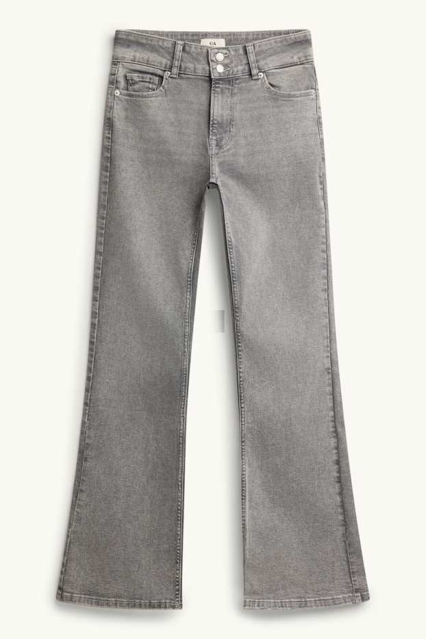Femei - Flared jeans - talie medie - denim-gri