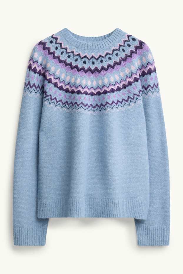 Damen - Pullover - gemustert - hellblau