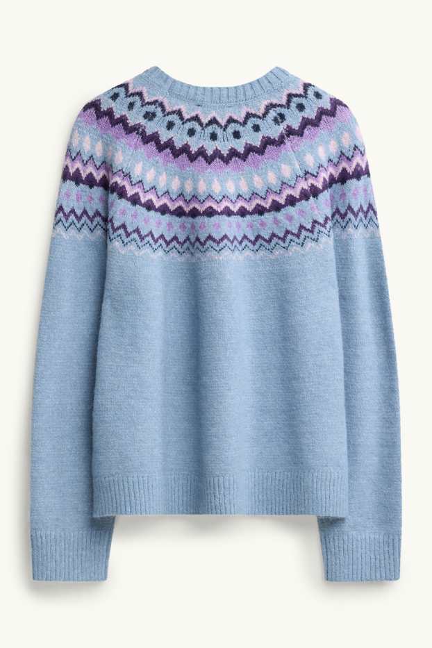 Damen - Pullover - gemustert - hellblau
