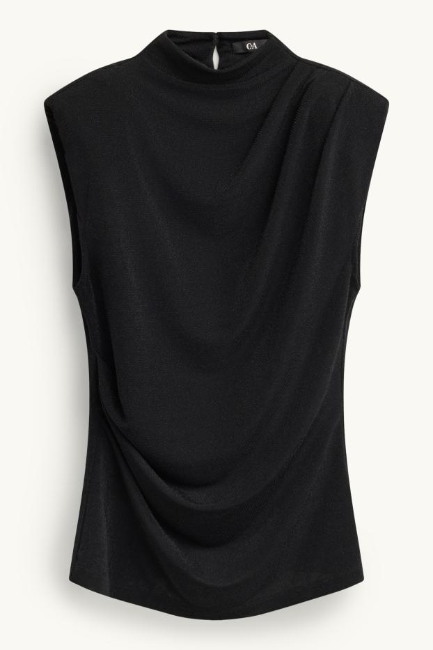 Dames - Blousetop - glanseffect - zwart