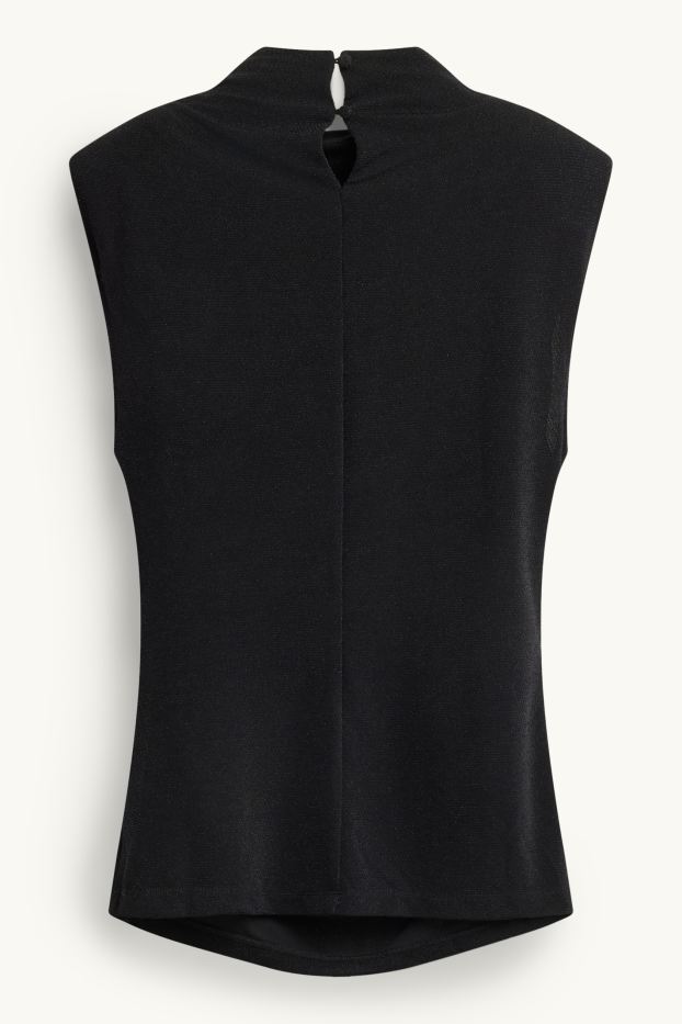 Dames - Blousetop - glanseffect - zwart
