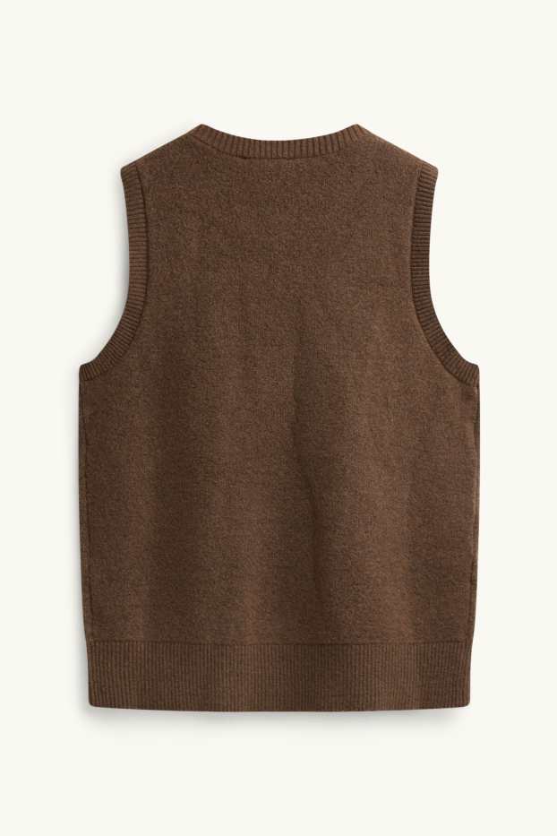 Femei - Vestă tricotată - maro
