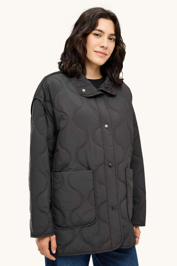 Dames - Jas met stiksels - zwart