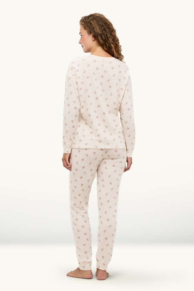 Damen - Pyjama - gemustert - beige