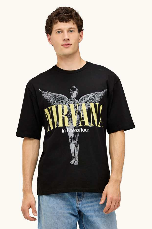 Herren - T-Shirt - Oversized - Nirvana - schwarz / gold