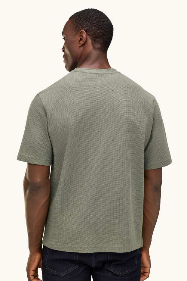 Herren - T-Shirt - Relaxed Fit - strukturiert - grün