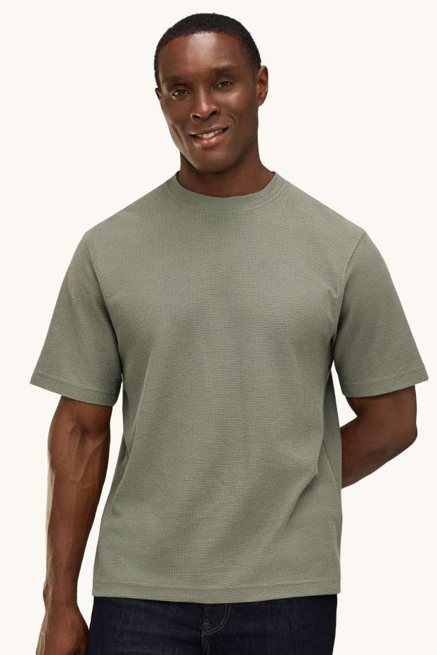 Herren - T-Shirt - Relaxed Fit - strukturiert - grün