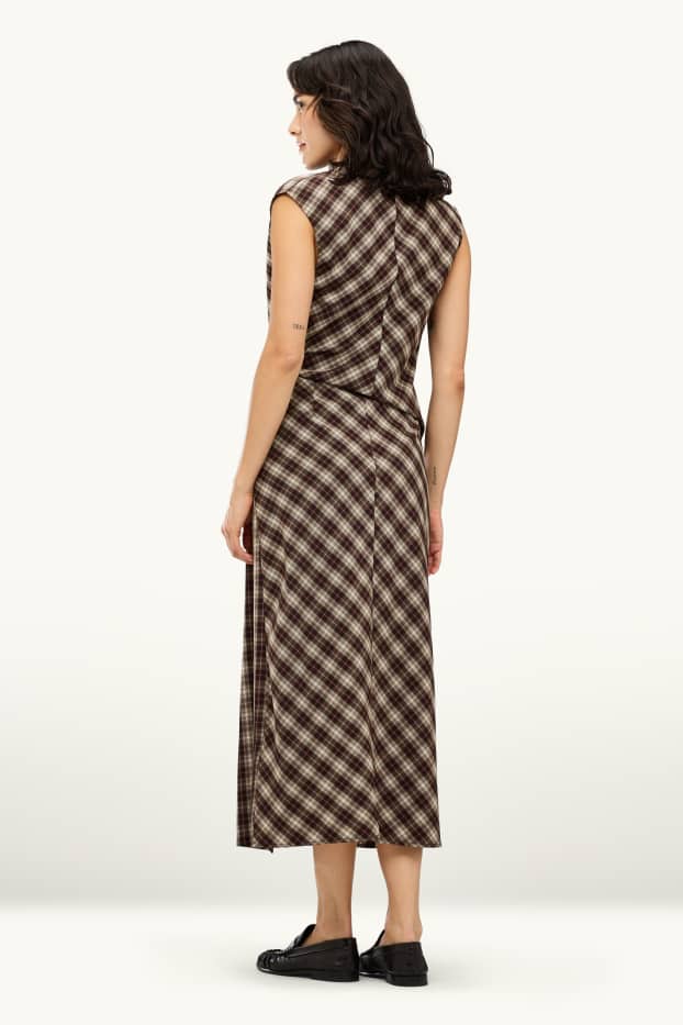 Women - Skirt - check - beige / brown