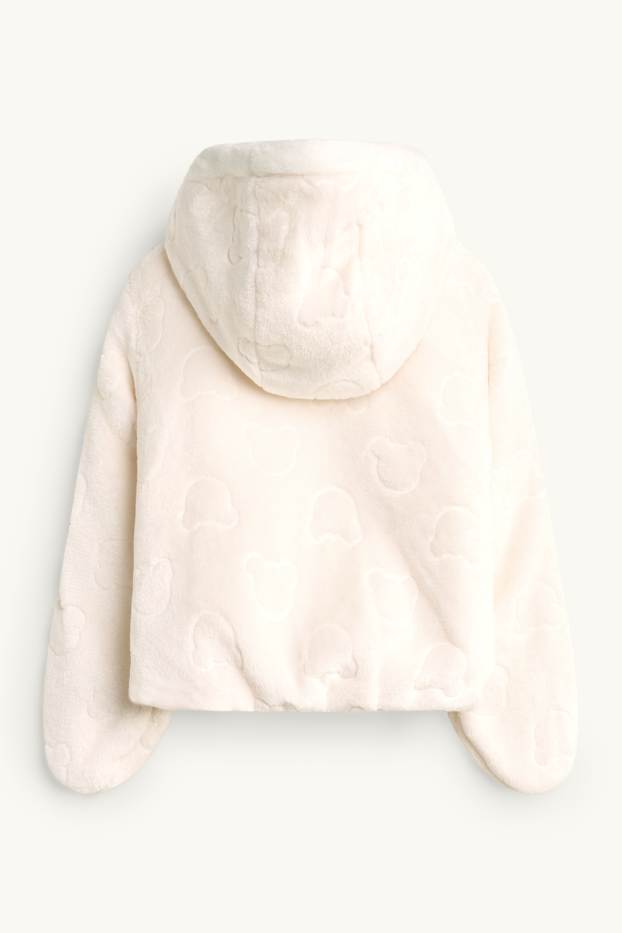 Baby Jungen - Teddy - Baby-Kunstfell-Jacke mit Kapuze - beige