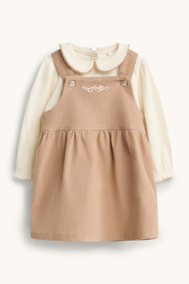 Miminka - dívky - Květiny - outfit pro miminka - 2dílný - hnědá / krémově bílá