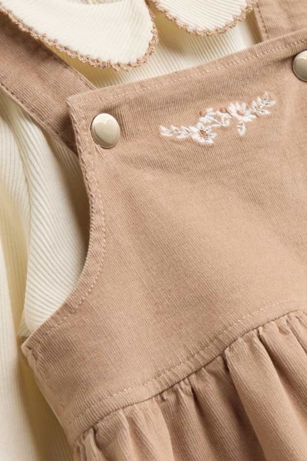 Miminka - dívky - Květiny - outfit pro miminka - 2dílný - hnědá / krémově bílá