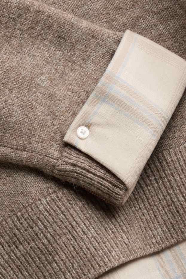 Damen - Pullover - 2-in-1-Look - beige-melange