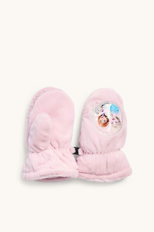 Copii - Fete - Frozen - mănuși cu un deget din blană artificială - roz pal