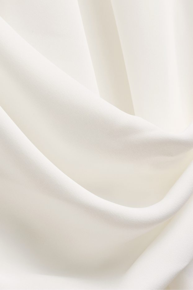 Dames - Satijnen wikkelblouse met geknoopt detail - wit