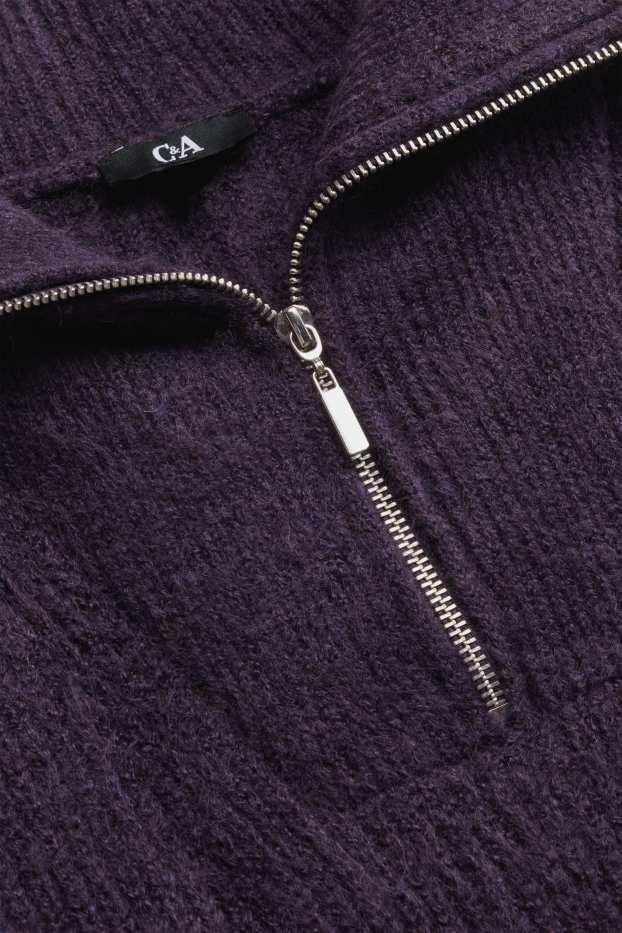 Damen - Strickkleid - Straight Fit - gerippt - violett