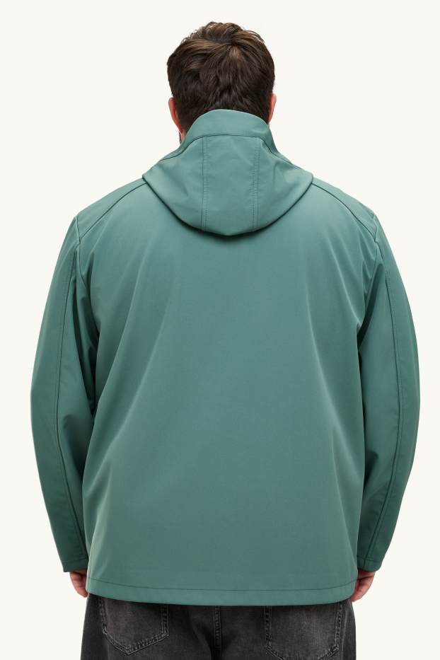 Heren - Softshelljas met capuchon - waterafstotend - 4 Way Stretch - groen