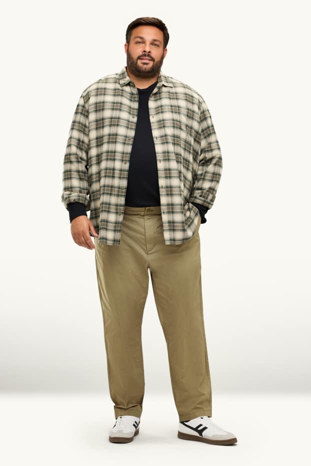 Pánské - Kalhoty chino - tapered fit - světle hnědá
