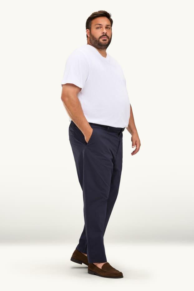 Pánské - Kalhoty chino - tapered fit - tmavomodrá
