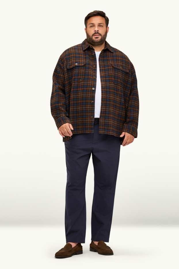 Pánské - Kalhoty chino - tapered fit - tmavomodrá