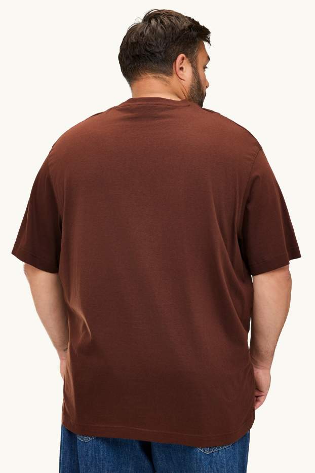 Pánské - Tričko - relaxed fit - hnědá