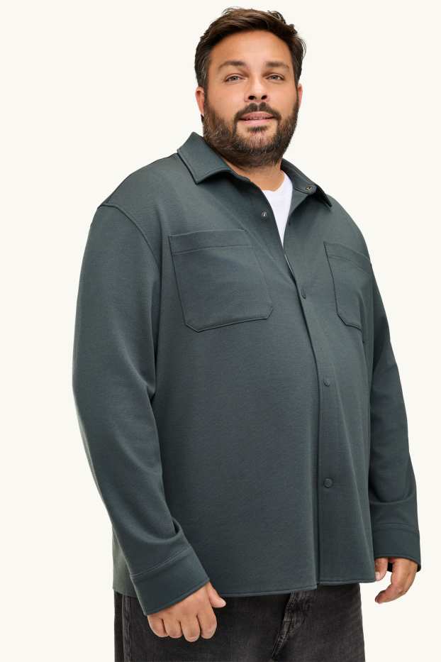 Men - Shirt jacket - relaxed fit - kent collar - khaki