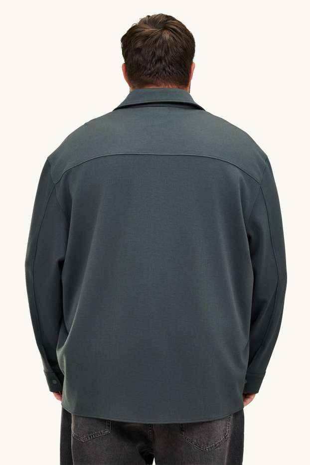 Men - Shirt jacket - relaxed fit - kent collar - khaki