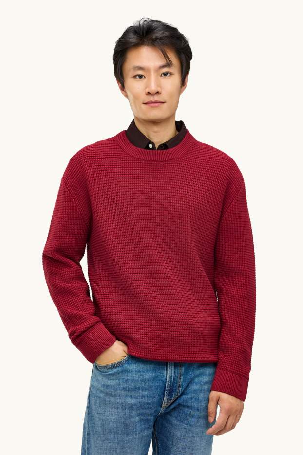Men - Jumper - textured - red