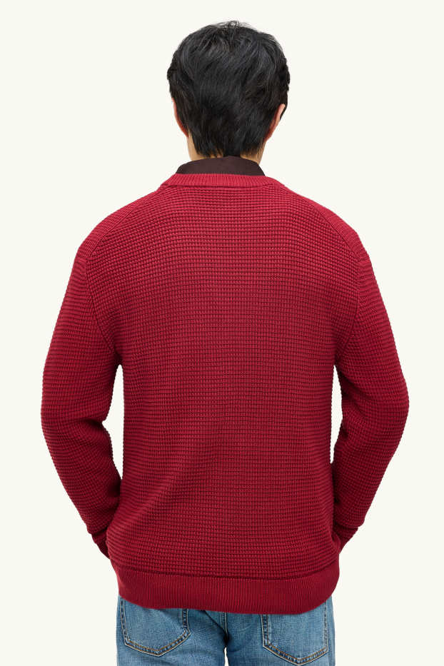 Men - Jumper - textured - red