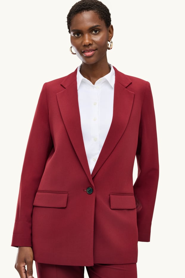 Damen - Longblazer - Regular Fit - dunkelrot