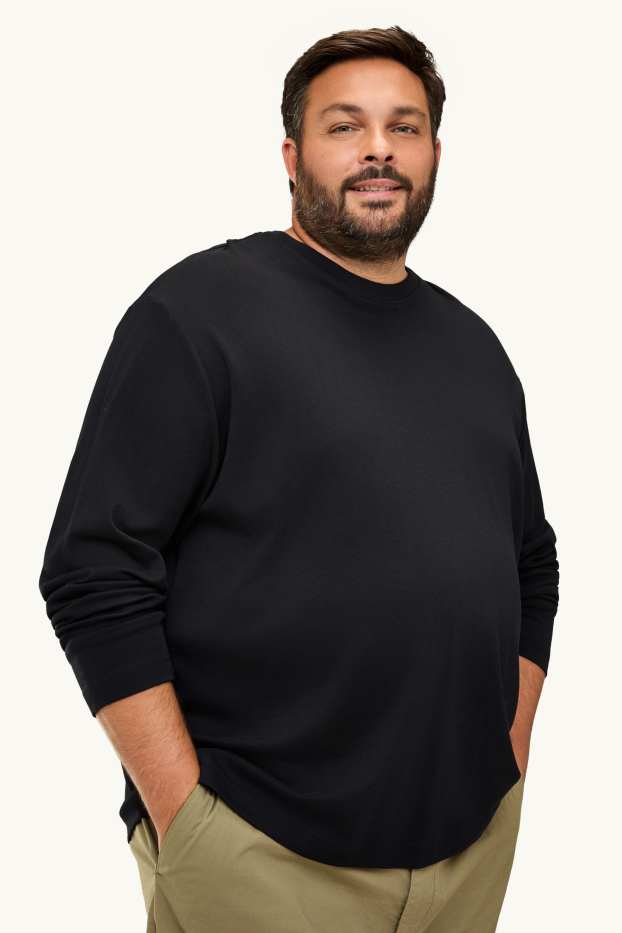Uomo - Maglia a maniche lunghe - relaxed fit - nero