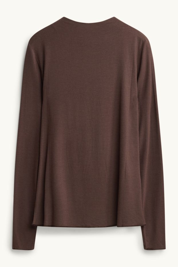 Women - Base layer top with cashmere content - brown