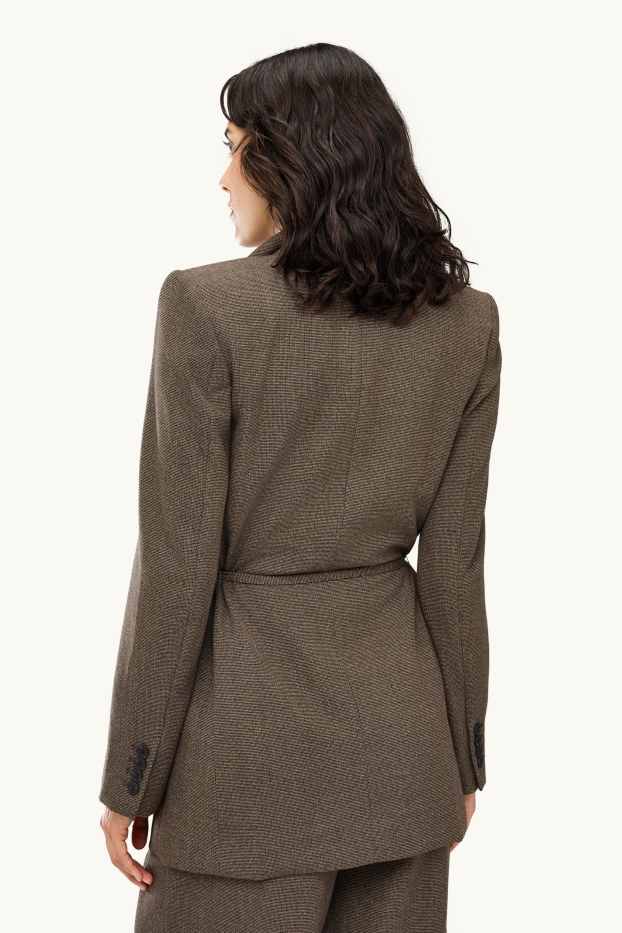 Damen - Longblazer - Regular Fit - strukturiert - dunkelbraun