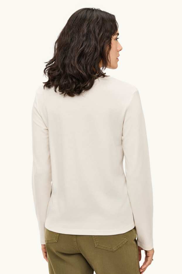 Dona - Samarreta de màniga llarga - regular fit - blanc trencat