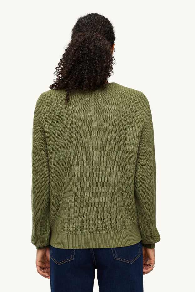 Damen - Pullover - gerippt - grün