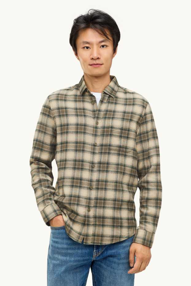 Herren - Hemd - Regular Fit - Kent - kariert - beige / braun