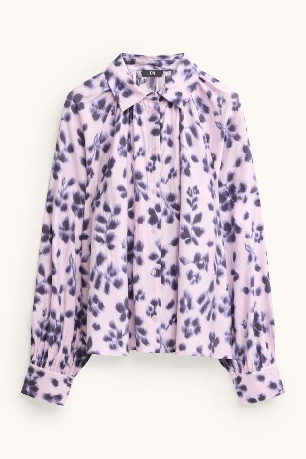 Dona - Brusa camisera - de flors - morat clar