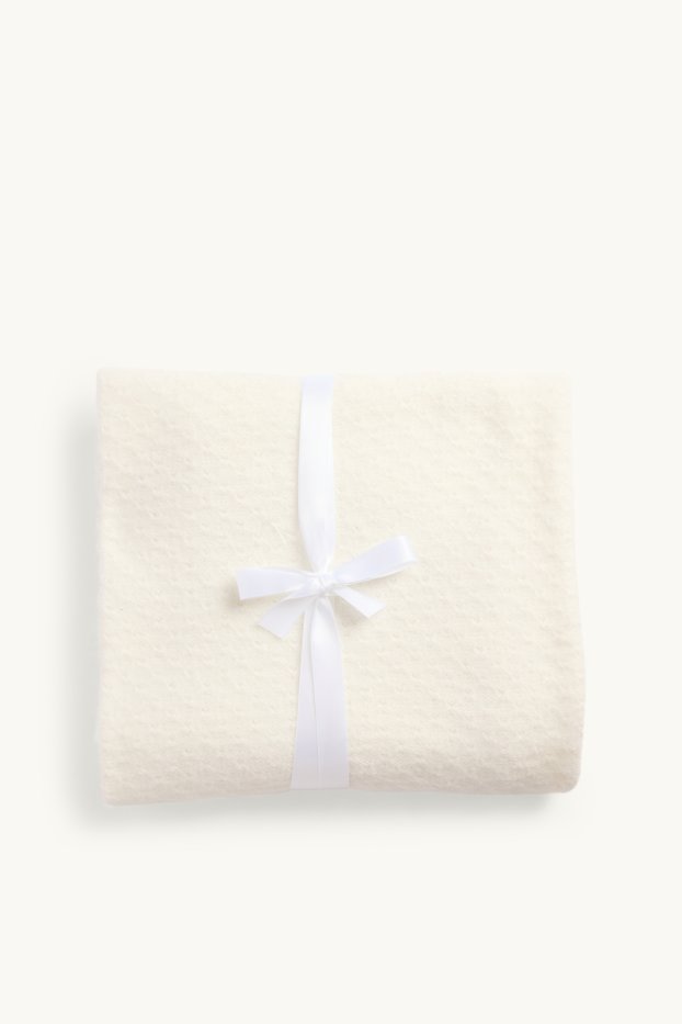 Baby: meisjes - Babydeken - met structuur - 100 x 85 cm - crèmekleurig