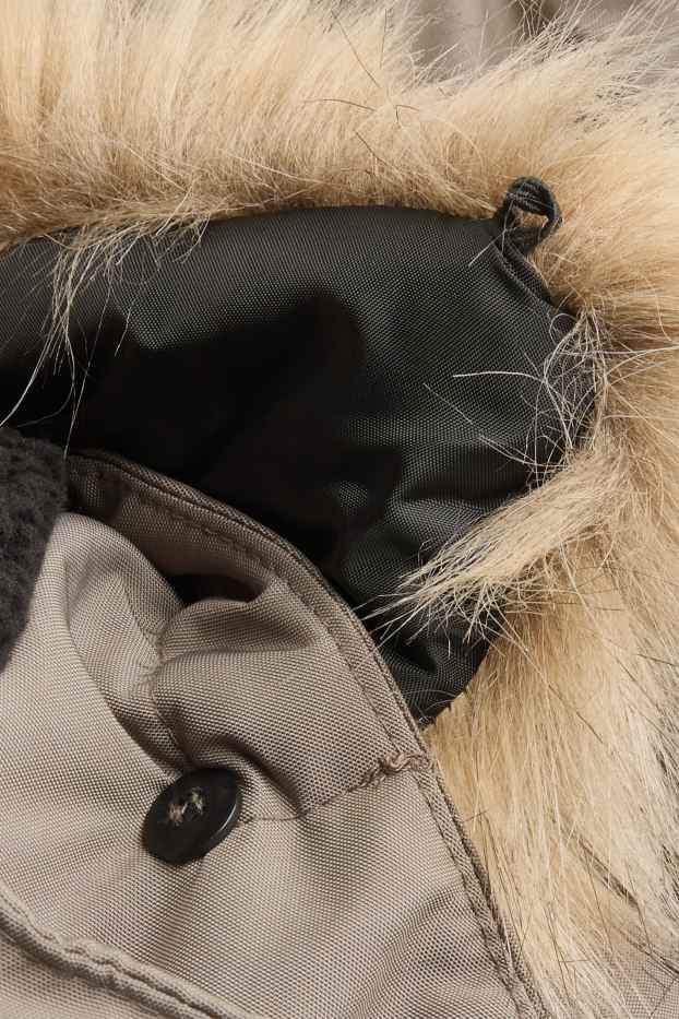 Děti - chlapci - Parka s lemem z umělé kožešiny - s výplní - vodotěsná - taupe