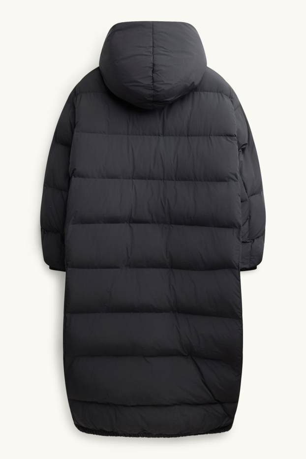 Donna - Cappotto trapuntato con cappuccio - foderato - idrorepellente - nero