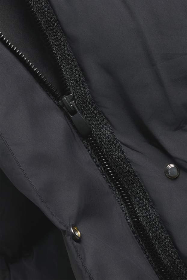 Donna - Cappotto trapuntato con cappuccio - foderato - idrorepellente - nero