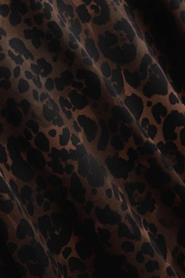 Dona - Samarreta de mànigues curtes - relaxed fit - estampat de lleopard - marró fosc