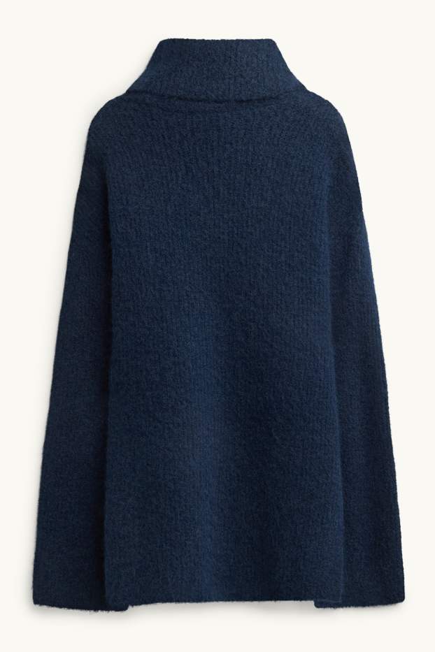 Damen - Rollkragenpullover - gerippt - dunkelblau